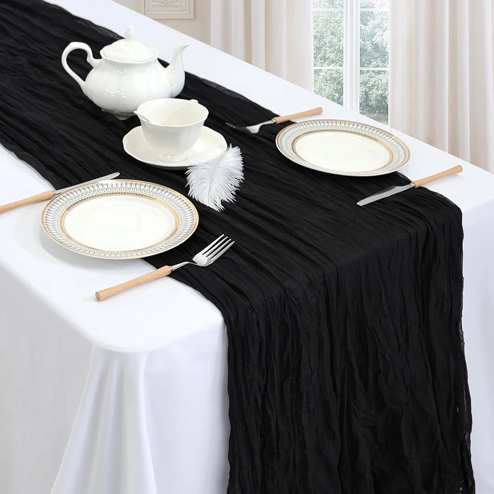 serviette table moderne plissée noir vert foncé polyester maison 90x180cm 90x300cm