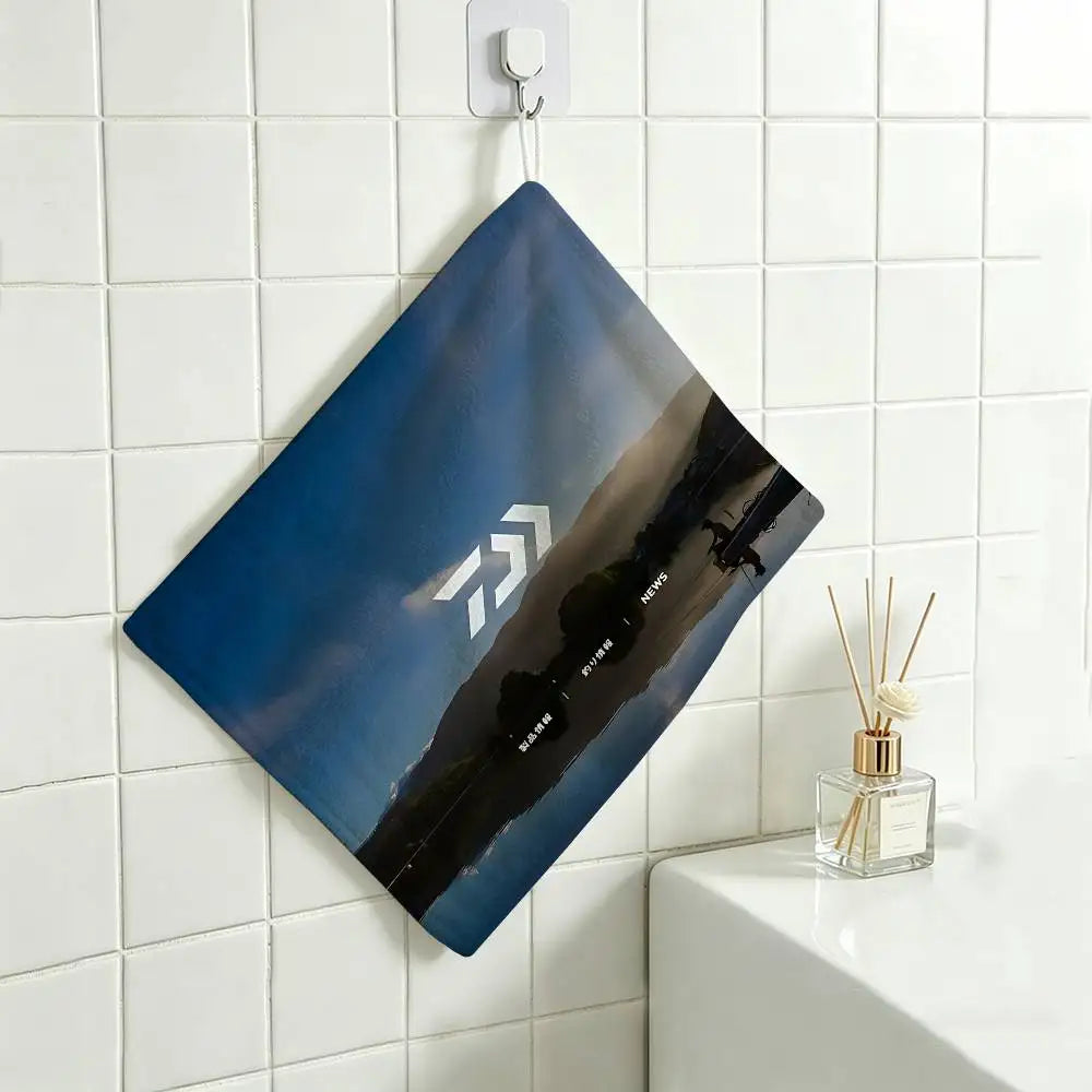 gant toilette noir bleu blanc logo daiwa motif floral durable maison restaurant