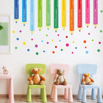 sticker mural crayons colorés messages positifs moderne enfants chambre bleu vert jaune orange rose