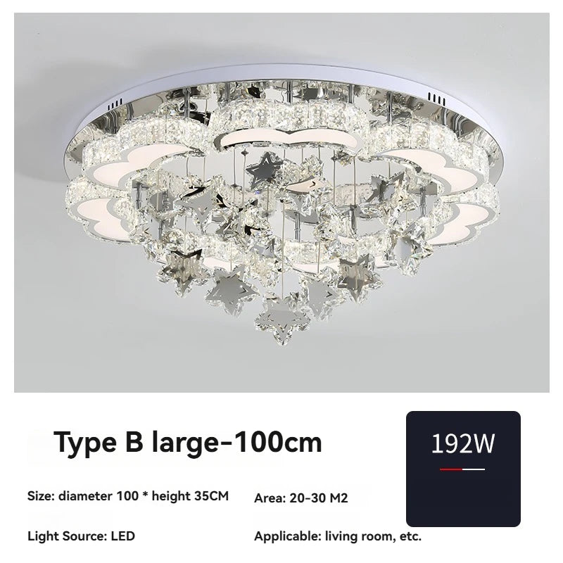 plafonnier moderne étoiles cristal blanc doré éclairage cuisine salle manger led changeable