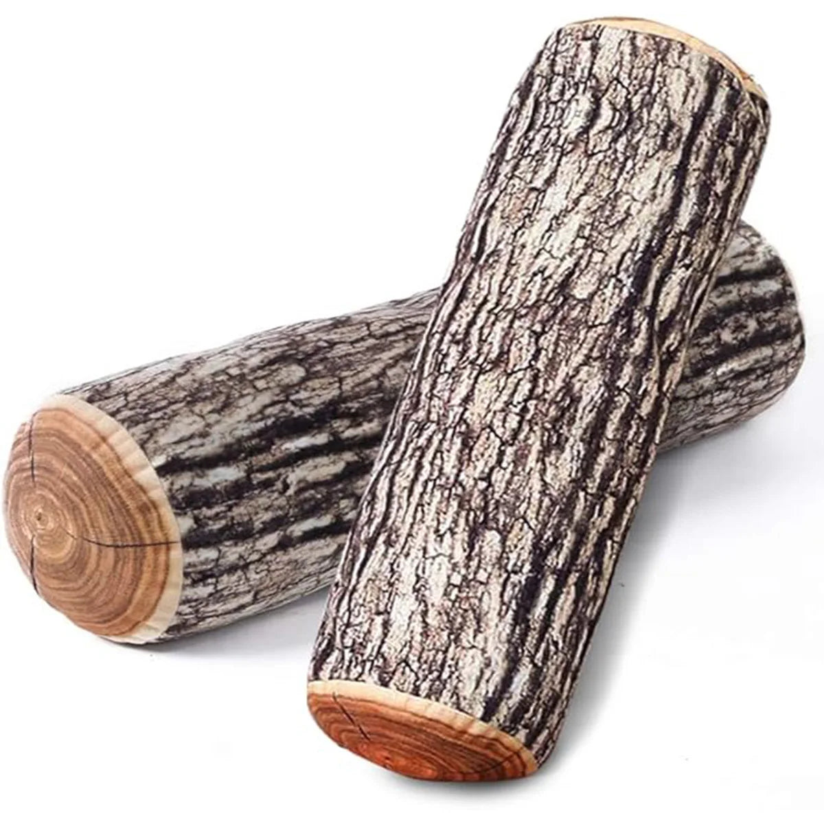 coussin tronc d'arbre marron clair texture bois réelle salon chambre canapé confortable mignon