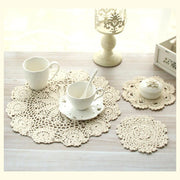napperon crochet coton blanc crème motif floral table rustique shabby chic vintage 20cm 30cm