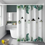 rideau douche moderne feuilles tropicales imperméable peva crochets vert blanc opaque