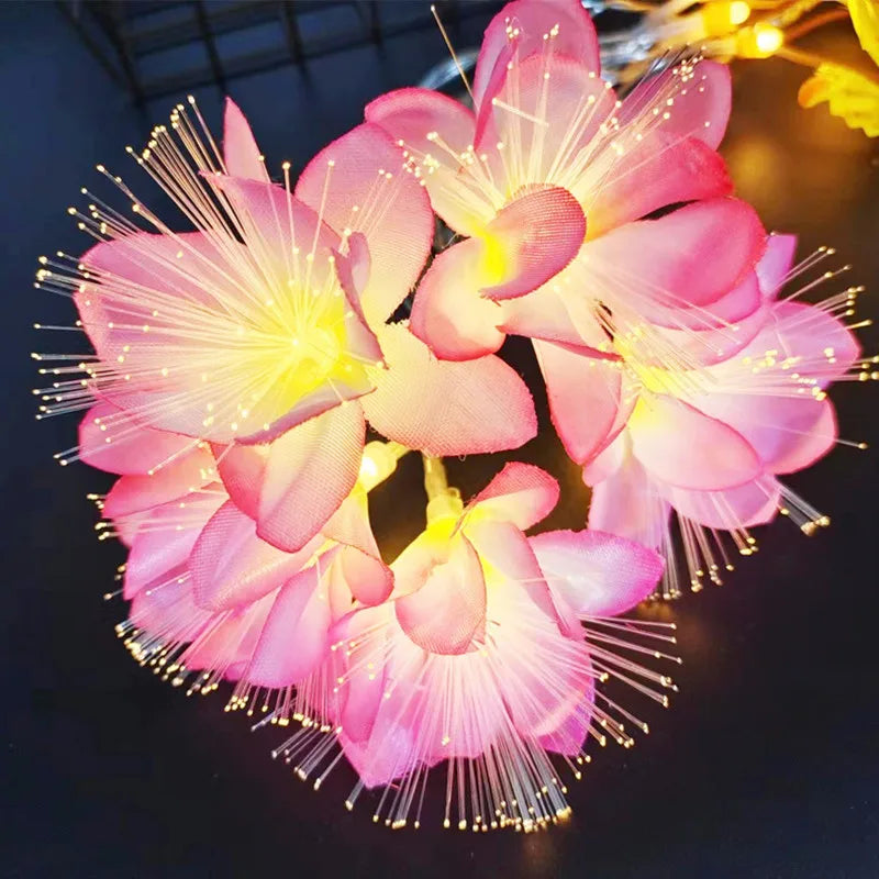 guirlande lumineuse fleurs rose blanche jaune moderne décoration anniversaire mariage noël usb batterie led