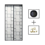 rideau magnétique porte semi transparent motif carrés blanc moderne adhésif noir marron minimaliste