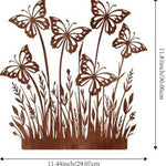 plaque métallique décorative moderne motif papillon fleur cactus marron rustique