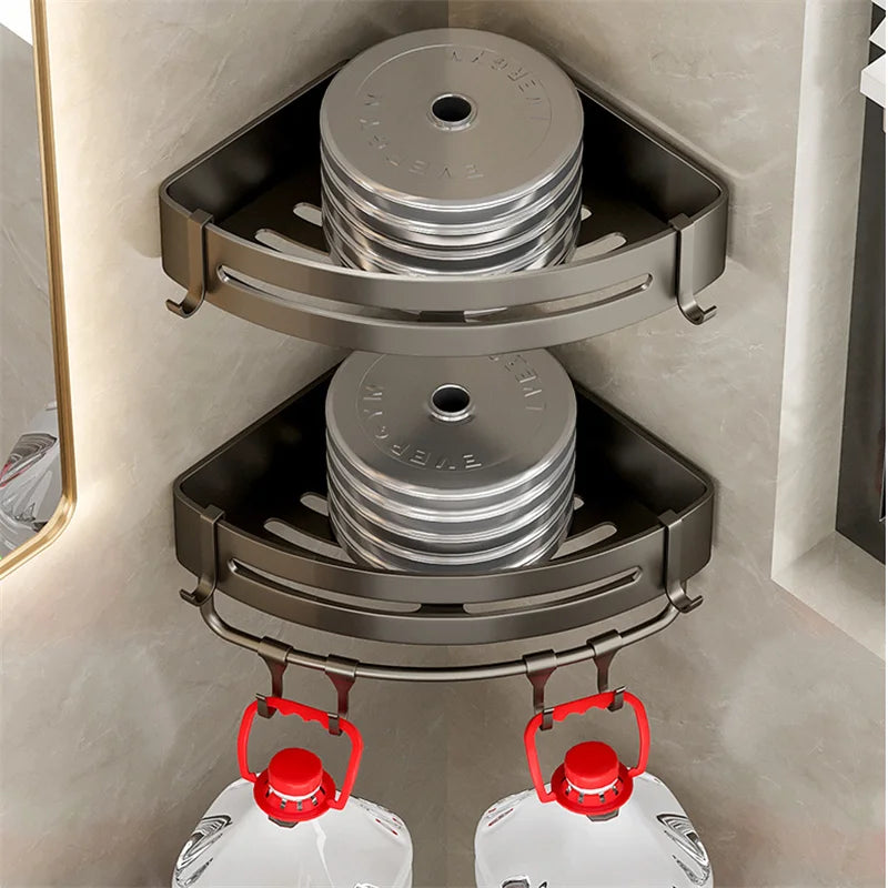 étagère salle bain gris moderne adhésif alliage aluminium poli unique niveau rangement góc