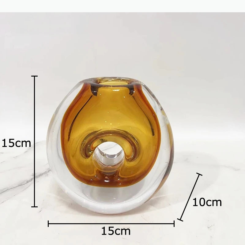 vases semi transparent amber teal moderne glossy smooth décoration floral arrangement