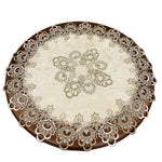 nappe ronde fleurs complexes crème blanc marron semi translucide élégante table dîner 60 70