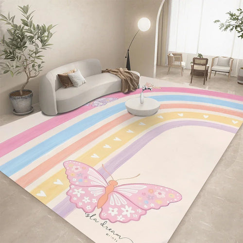tapis sol enfant motif arc ciel nuages chambre salon décoration maison moderne