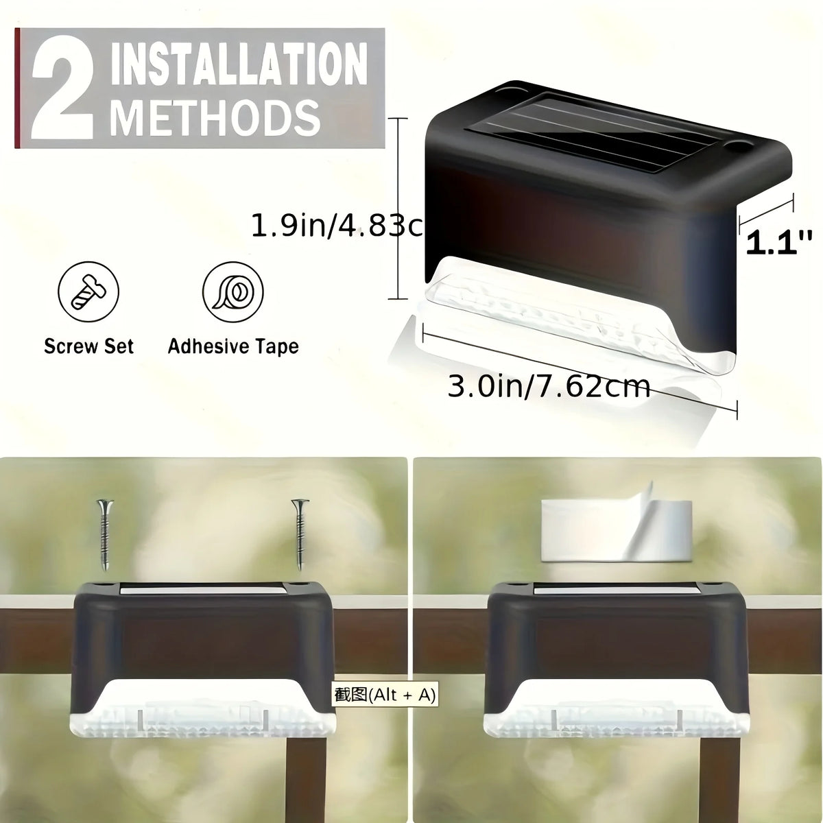lumière solaire extérieure led moderne adhésive pas cher jardin patio escaliers