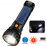 lampe torche solaire rechargeable led noire bleue orange ipx6 waterproof multifonctionnelle banque
