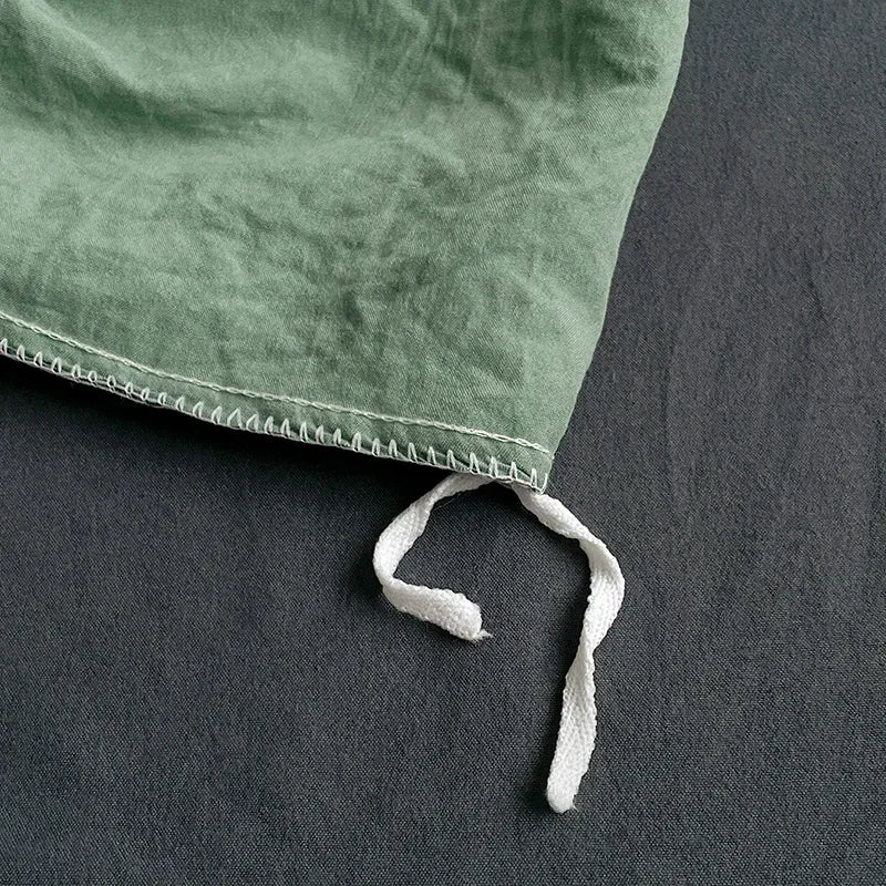 ensemble literie vert olive gris moderne housse couette fermeture éclair deux taies d'oreiller drap