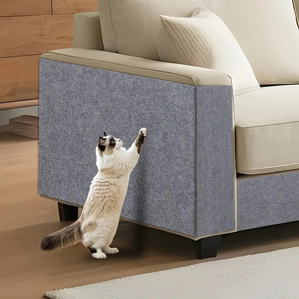 tapis grattage chats texture tissée adhésif beige moderne 40x300cm