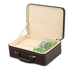 boîte bijoux simili cuir marron vintage poignée velours noir marron storage box trousse bijoux