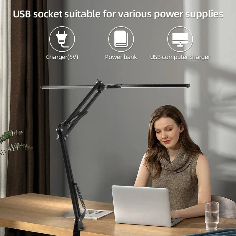 lampe deux têtes noir moderne bras articulé réglable usb led rechargeable