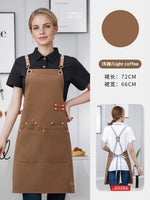 tablier cuisine marron vert beige uni classique poches boucles métalliques imperméable professionnel nettoyage