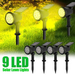 projecteurs solaires led 9w waterproof ip65 noir moderne extérieur jardin allée patio adjustable