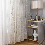rideau brodé floral blanc moderne tulle polyester transparent élégant français 100x200 cm