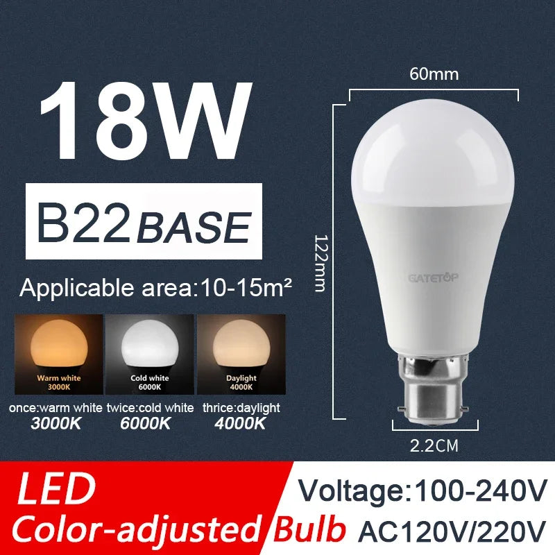 ampoule led 8w 24w e27 b22 blanc moderne flux lumineux 500 999 lumens