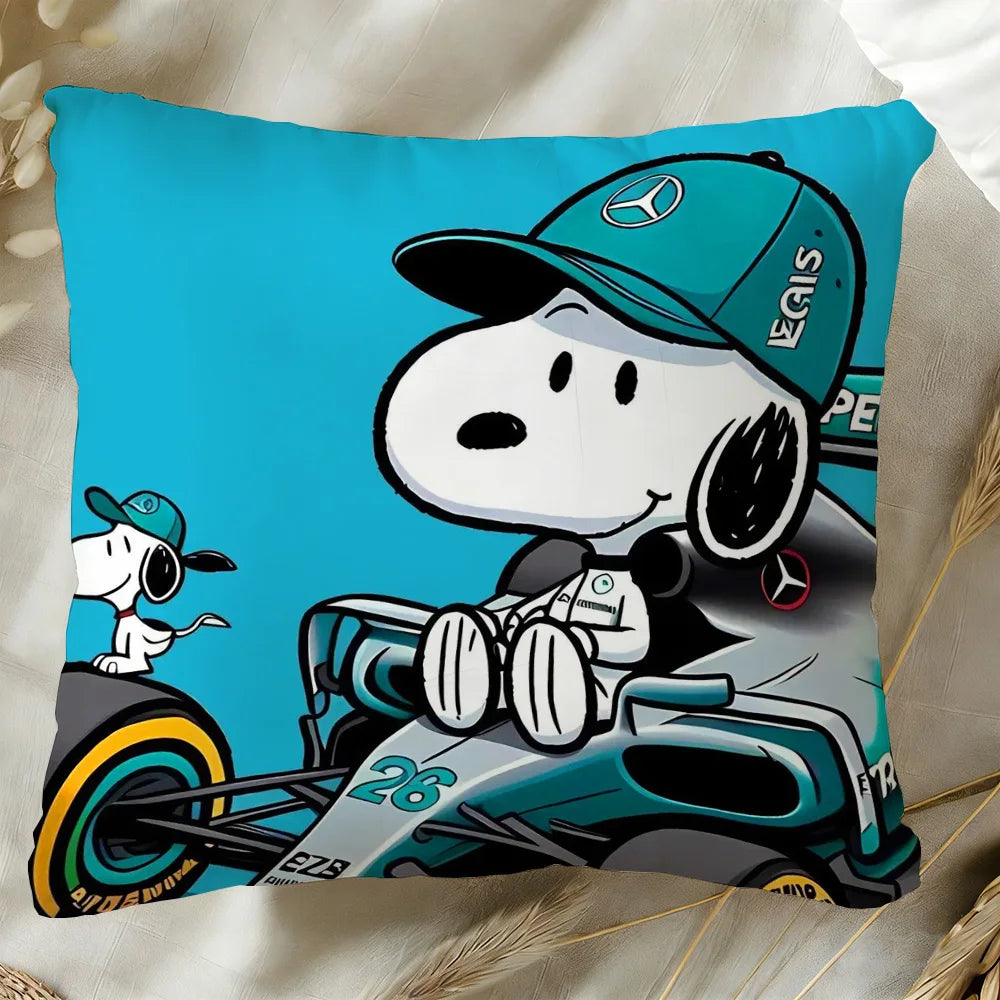 housse coussin carrée snoopy woodstock rouge jaune décorative canapé lit salon maison