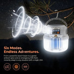 lampe solaire camping led rechargeable type étanche modes ambiance extérieure moderne.functional