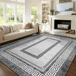 tapis moderne gris noir motif géométrique antidérapant facile entretenir salon chambreextérieur