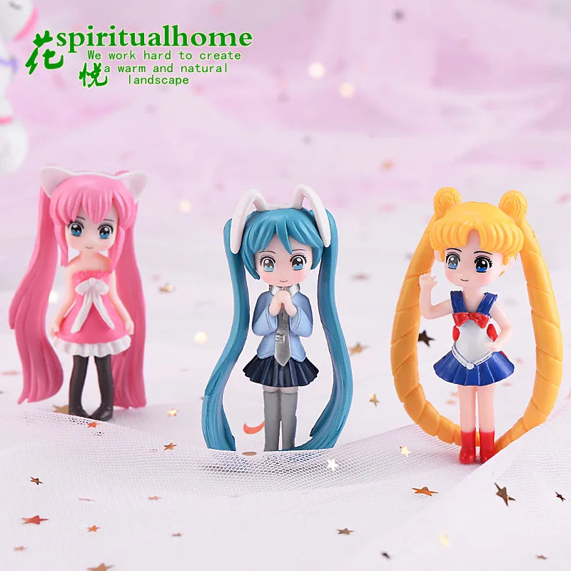 figurines anime personnages détaillées robes coiffures stylisées couleurs vives opaques mignonnes