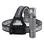 lampe torche led gris métallisé modes ipx4 étanche anti dérapante moderne compact bandeau ajustable