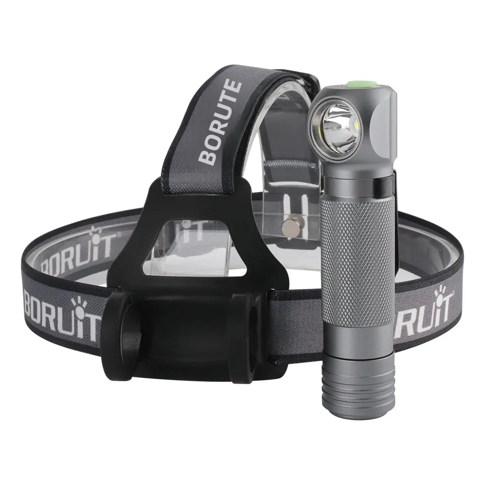 lampe torche led gris métallisé modes ipx4 étanche anti dérapante moderne compact bandeau ajustable
