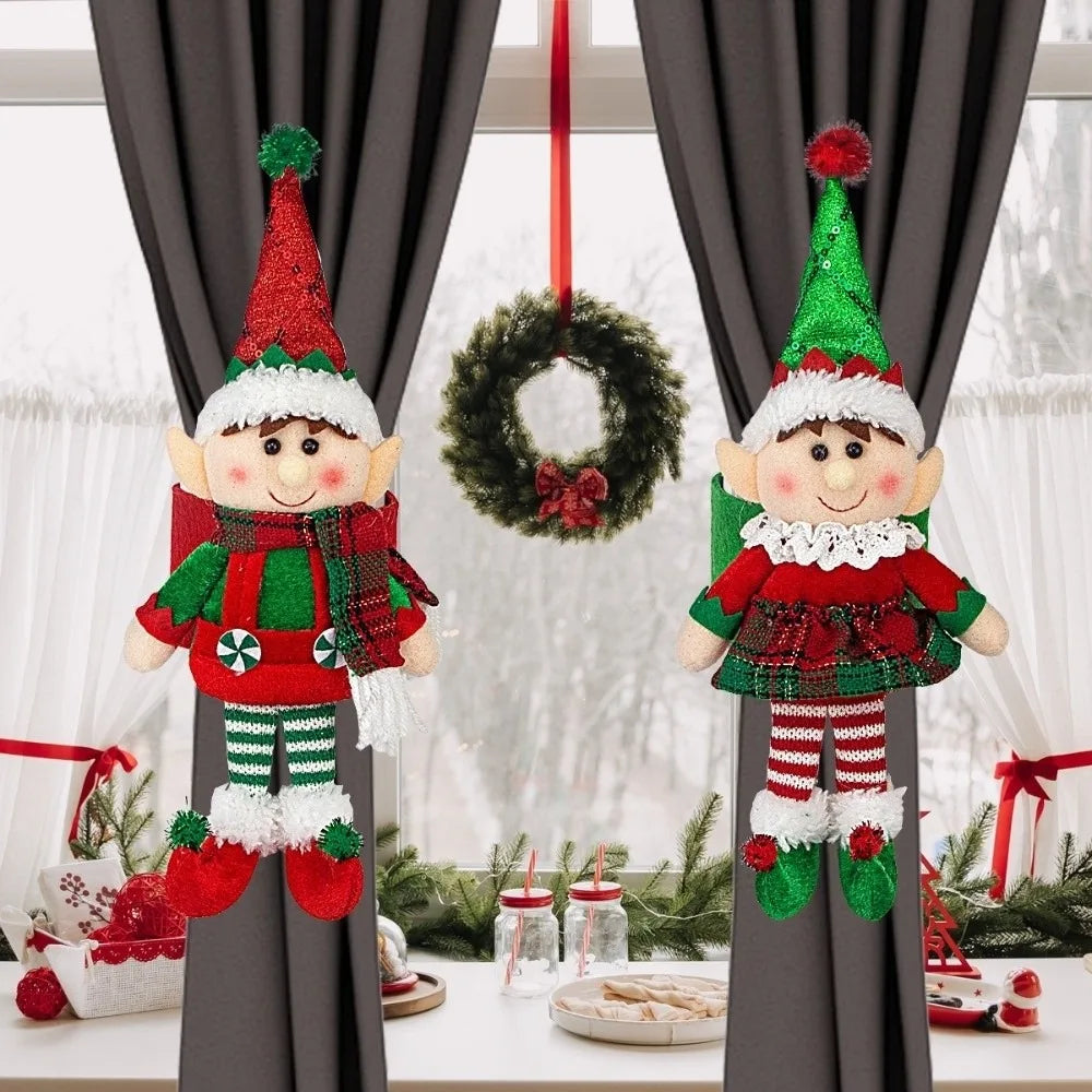 décoration noël poupée elfe rouge vert pompons coton traditionnelle festive chambre enfants