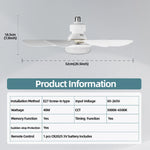 ventilateur led moderne télécommande 40w blanc 52cm fixations vis e27