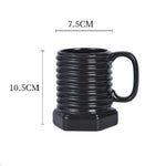 tasses céramique noir argent doré filetées hexagonales industriel