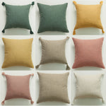 coussin carré moderne texture lin beige clair maison voiture décoration