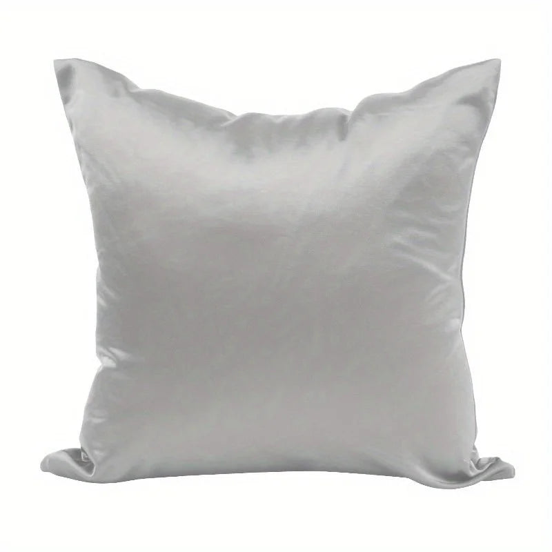 housse coussin satin polyester moderne beige uni lit 45x45 65x65 80x80 fixations invisibles