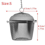 infuseur thé maille fine chaîne boucle moderne argenté filtre épices cuisine théière herbes thé