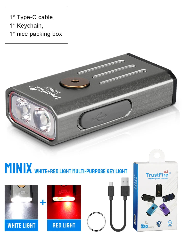 lampe torchon rechargeable uv violet bleu texture metallique anneau fixation moderne compact