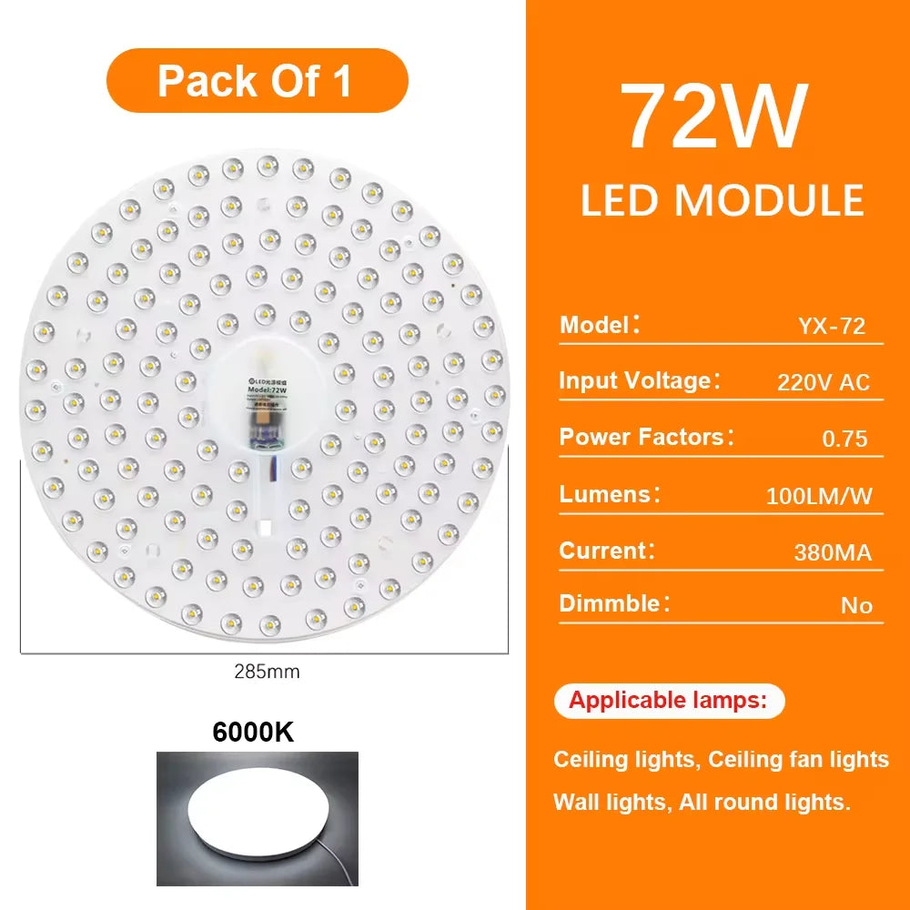 panneau led blanc moderne 285mm aimants télécommande câble alimentation 72w