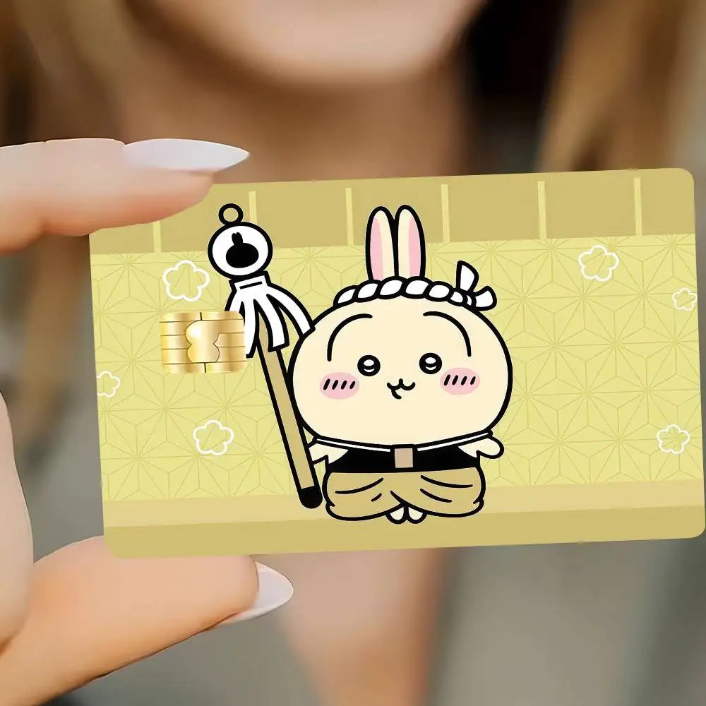 autocollants carte credit dessin anime kawaii motifs alimentaires bordures colorées