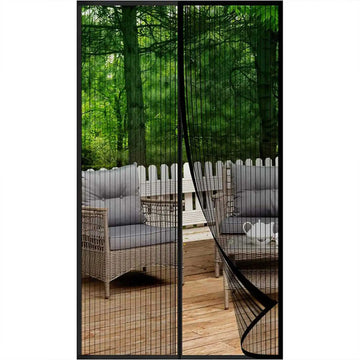 rideau moustiquaire noir polyester coton traité insecticide maille fine aimants fermeture automatique moderne plié