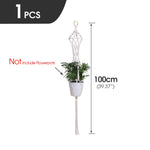 support plante suspendue macramé blanc fait main décoration jardin intérieur boho corde coton
