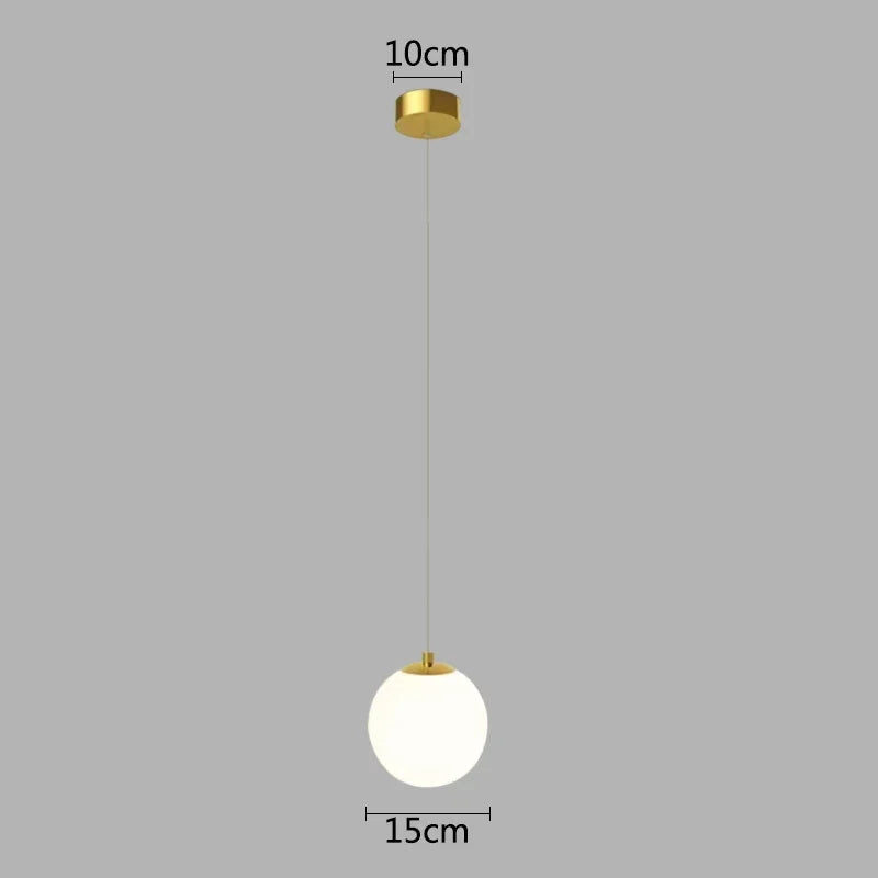 suspension lumineuse moderne sphérique verre opale noir blanc doré minimaliste