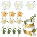 décoration gâteau fleurs roses blanches pêche eucalyptus mariage anniversaire romantique champêtre