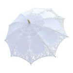 parapluie dentelle blanc vintage élégant poignée bois bleu vert mariage voyage