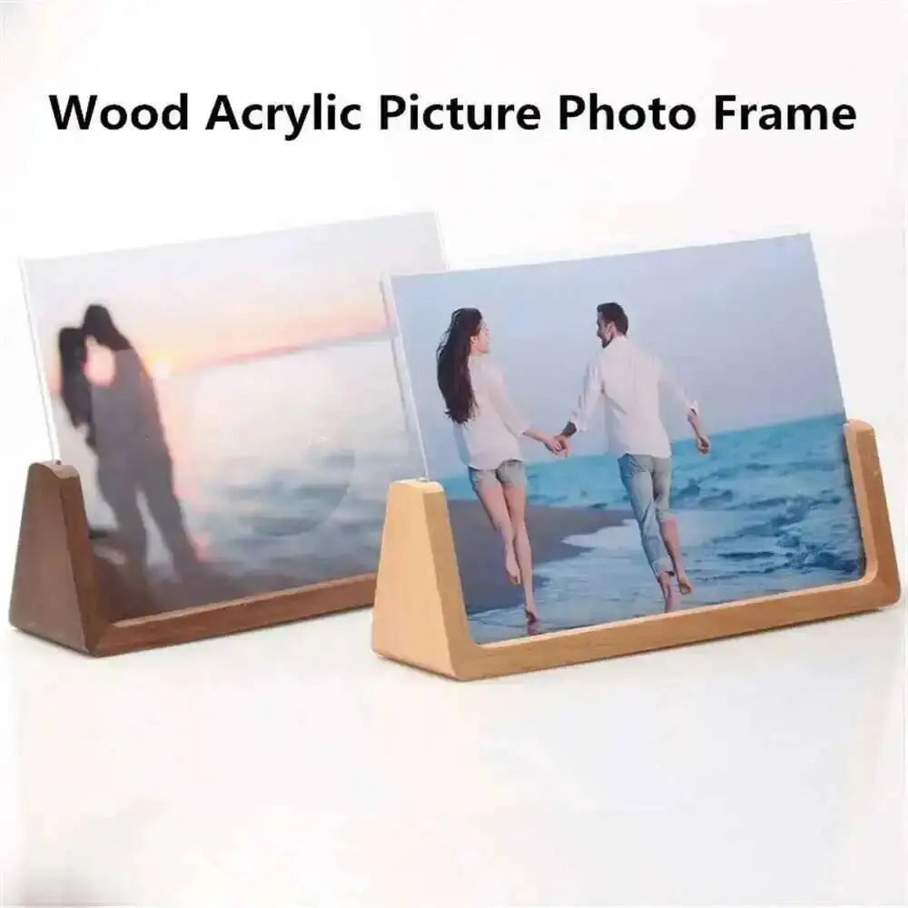 cadre photo bois naturel acrylique transparent moderne minimaliste affichage table haute définition