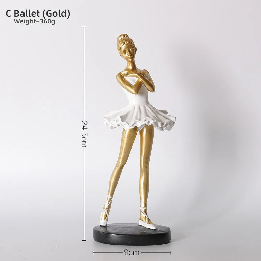 statue danseuse résine or blanc robes ballet décoration chambre enfant collection amateur