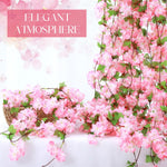 guirlande artificielle fleurs rose feuilles vertes décoration mariage anniversaire intérieur élégante pièces