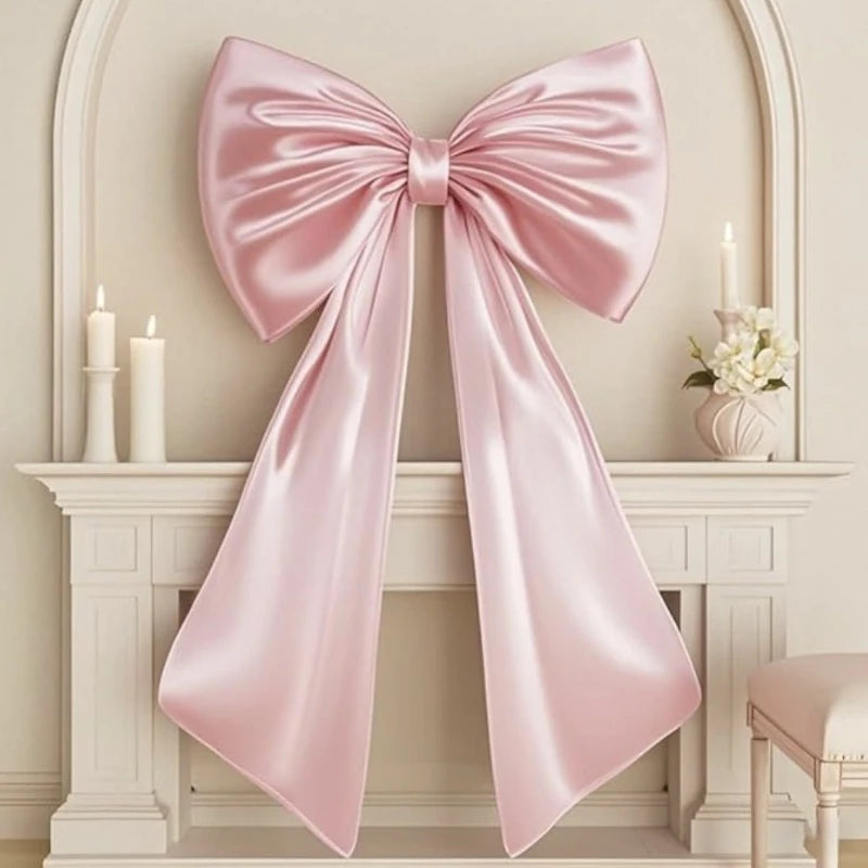décoration murale nœud satin rose clair mariage anniversaire enfantin papillons festif