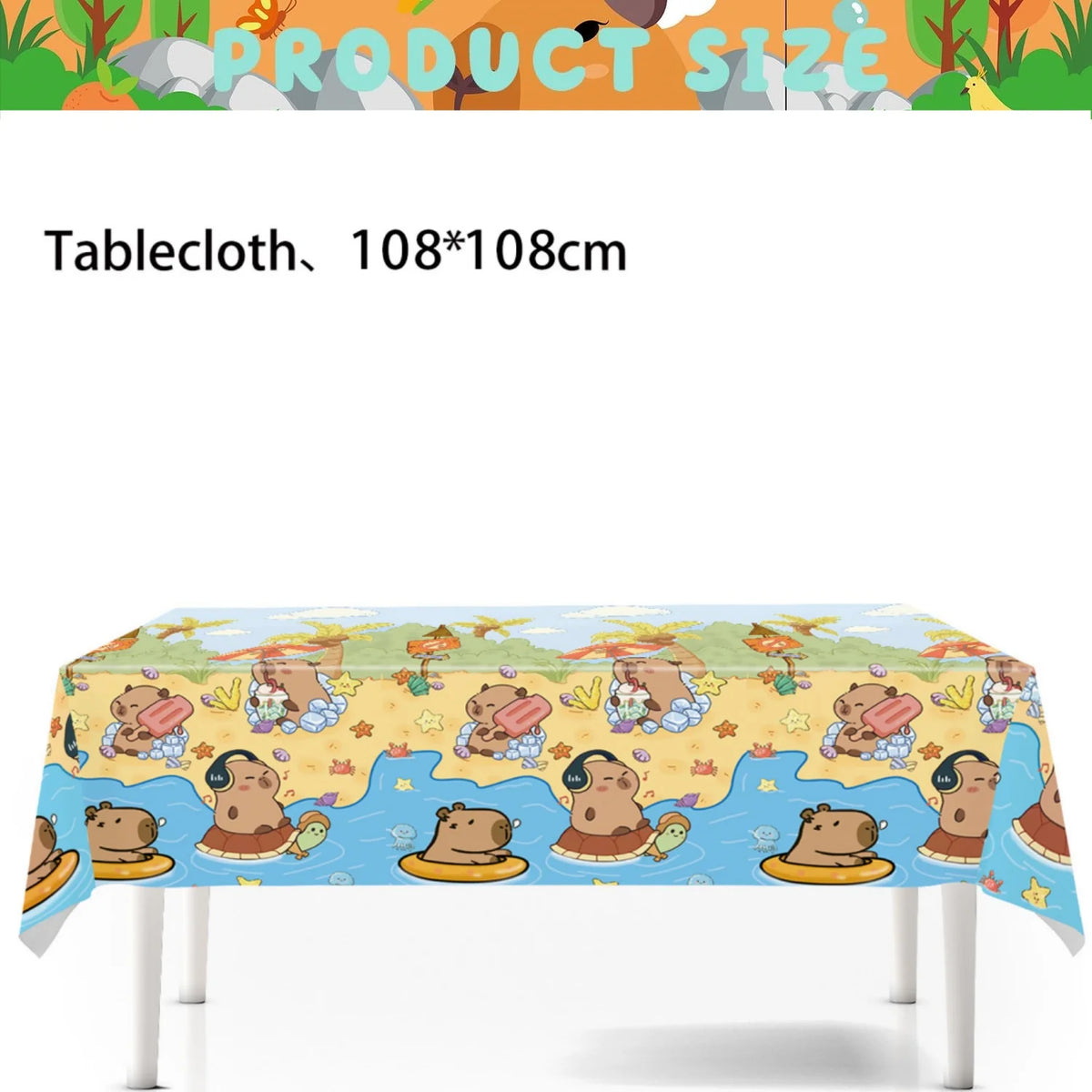 nappe table festive motif animaux couleurs vives bébé enfant deco occasionnelleecerueuils ballons gâteaux