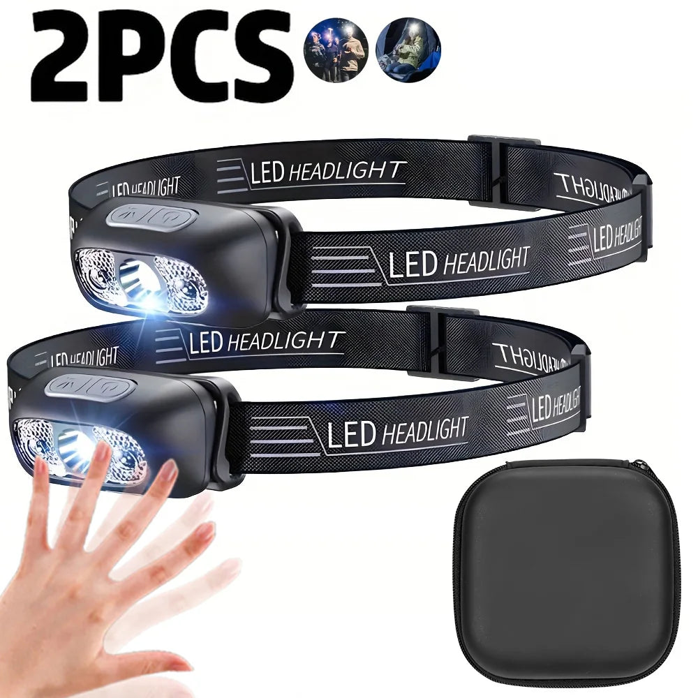 lampe frontale led rechargeable camping usb noir ajustable ipx4 waterproof jogging